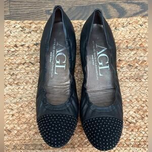 AGL BLAKELY STUDDED CAP TOE BALLET FLATS SIZE 7.5 (37.5)